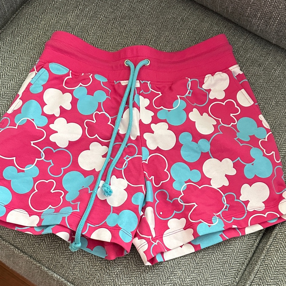Disney Pink and Blue Mickey Pattern Athletic Shorts